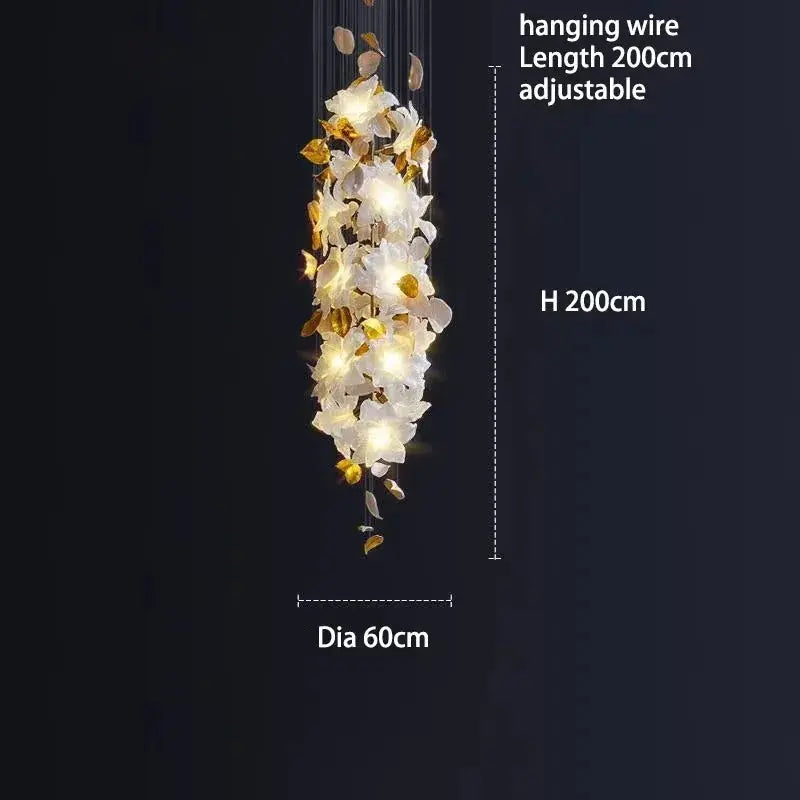 Duplex Villa Designer Flower Shaped Luxury Chandelier — alternate product view 16