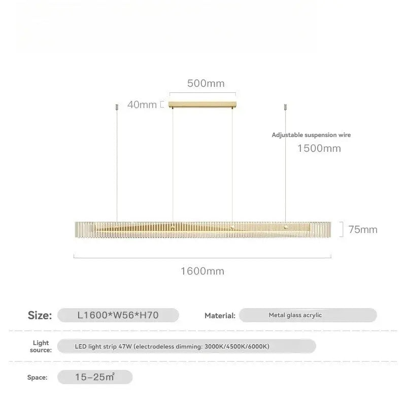 Minimalist Black Linear Chandelier Above Dining Table — alternate product view 7
