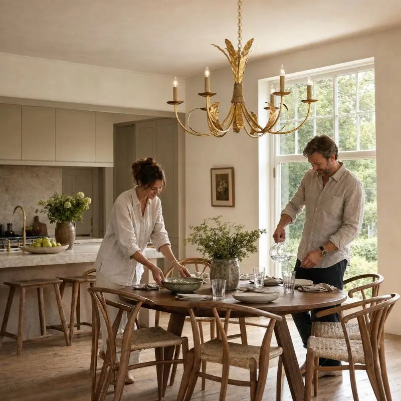 Solenne Gold Leaf Iron Pendant Light — alternate product view 4