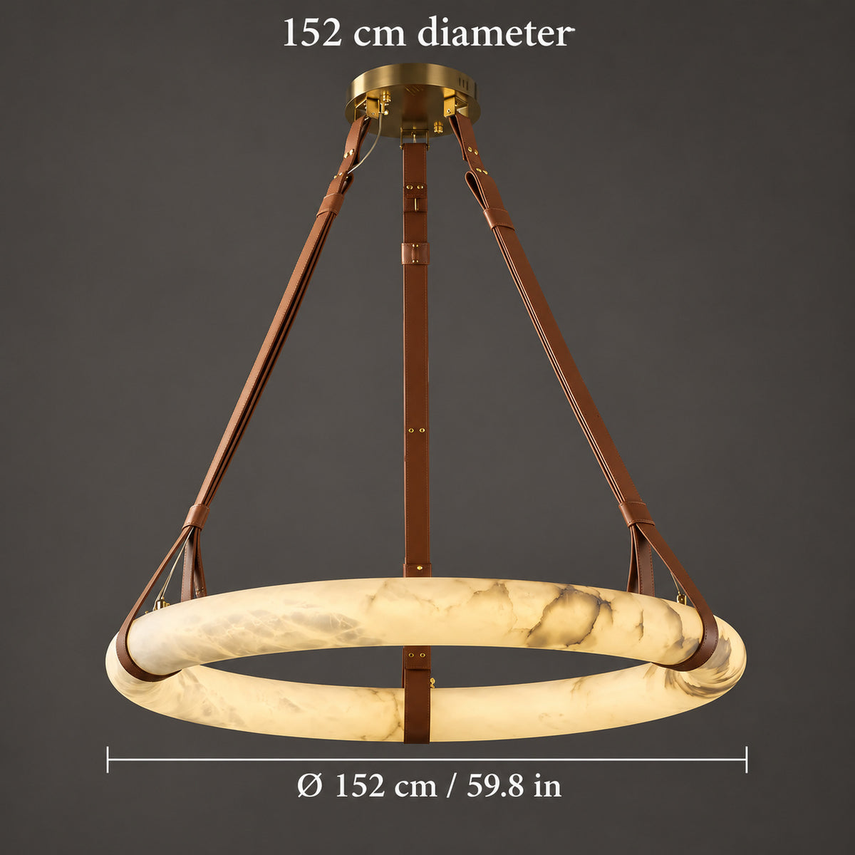 Pendant Ring Alabaster Modern Chandelier — 152 cm (59.8 in) diameter size guide