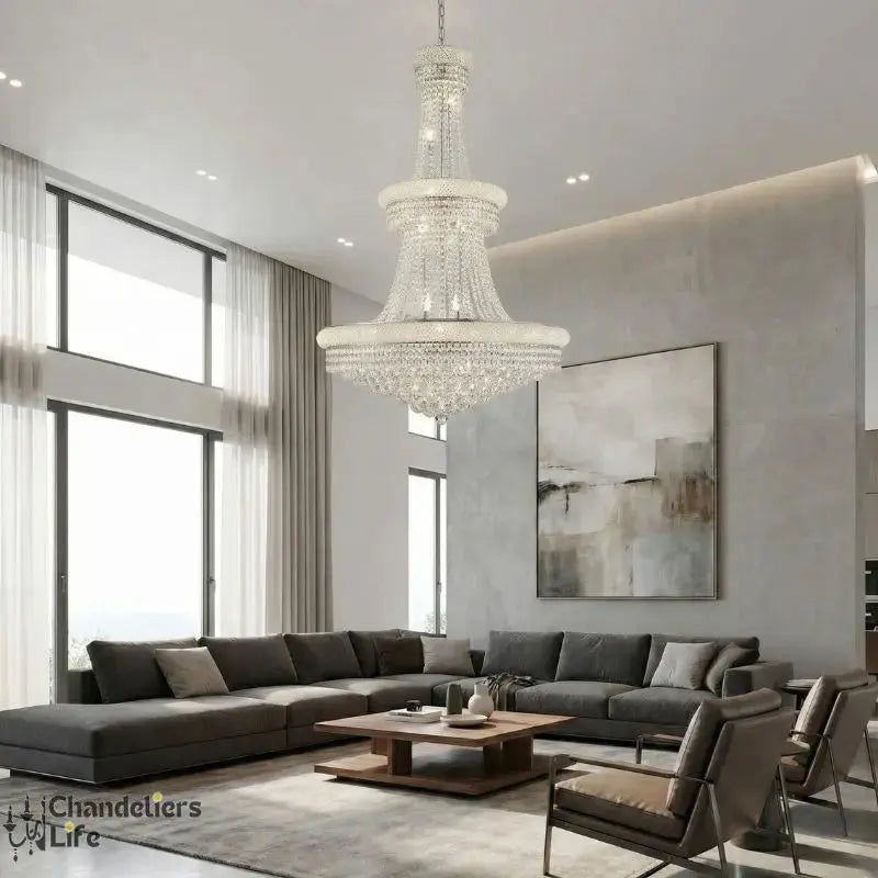 Modern Empire Crystal Chrome Chandelier — product view