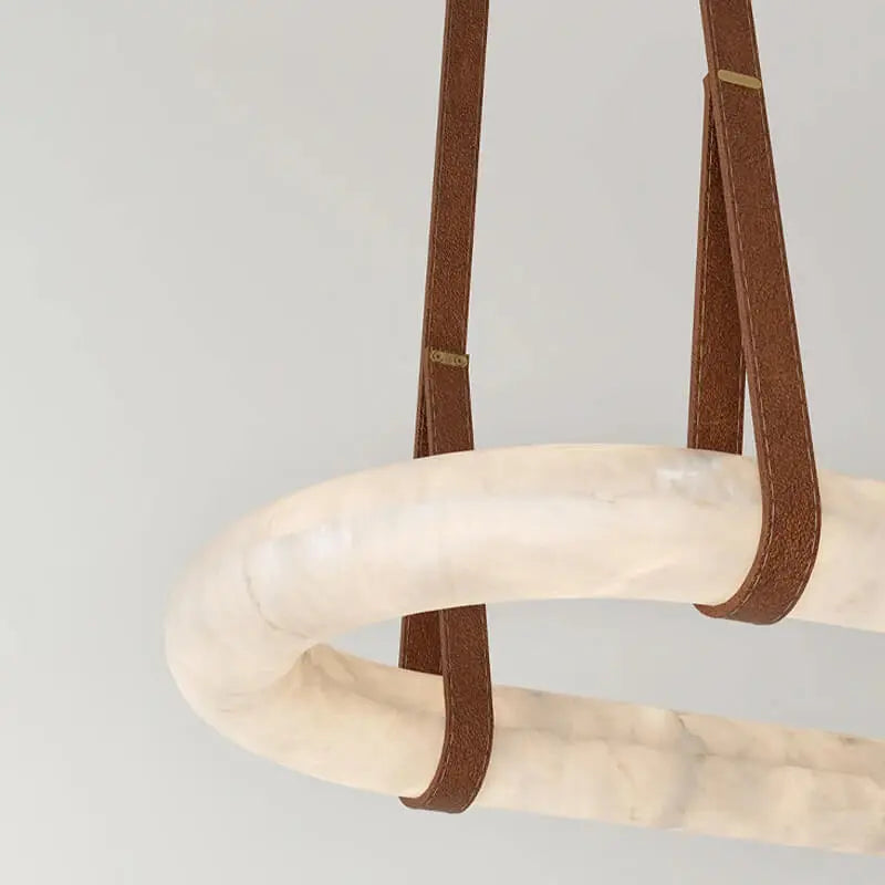 Luxury Leather Circle Marble Chandelier — alternate product view 2
