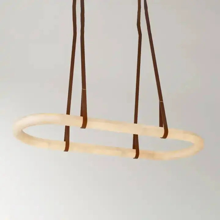 Luxury Leather Circle Marble Chandelier — alternate product view 3