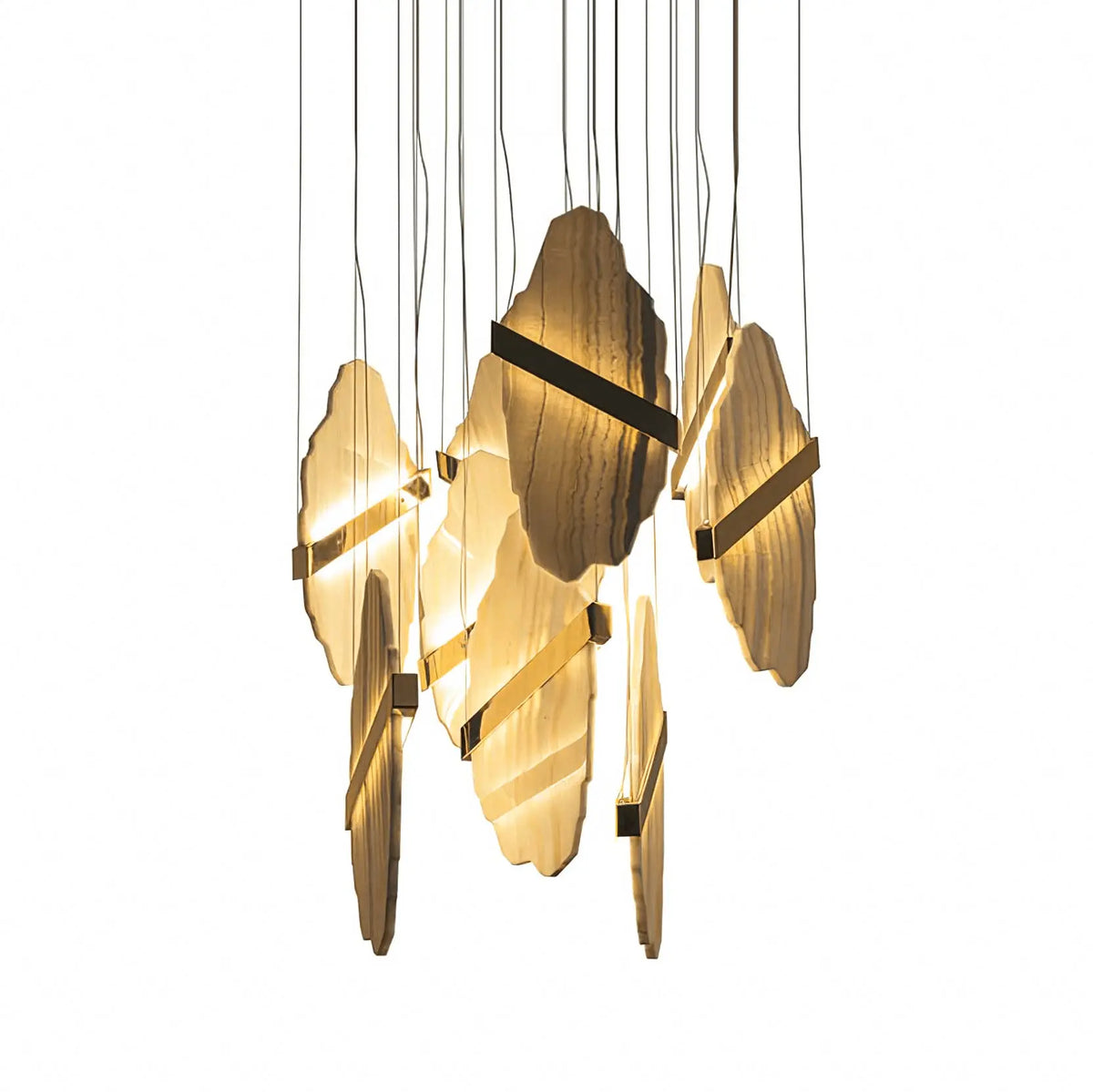 Seven Panels Modern Alabaster Pendant Light — close-up design detail