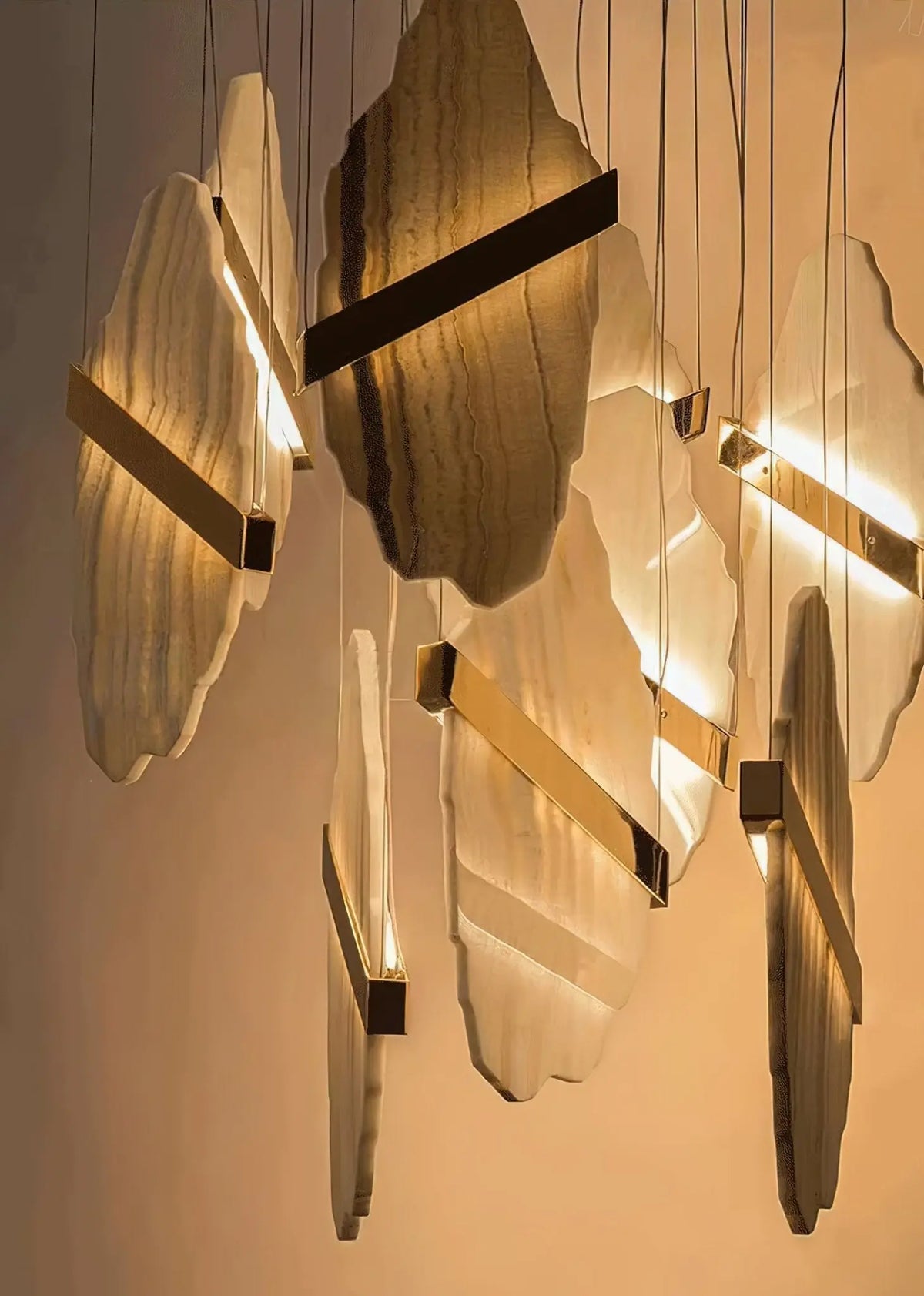 Seven Panels Modern Alabaster Pendant Light — shown in an interior setting 12