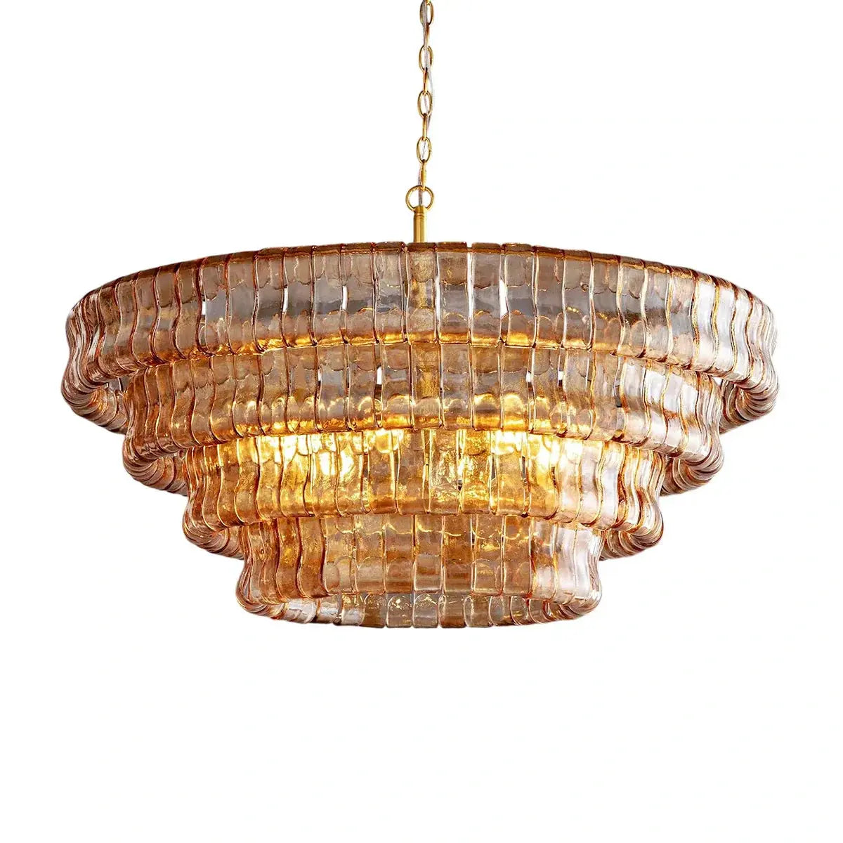 Modern Amber Glass Chandelier — close-up design detail