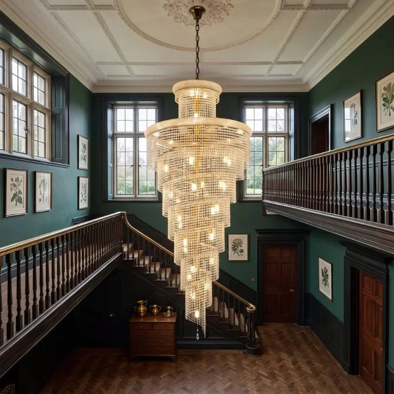 Luxury Gold Crystal Staircase Chandelier for High Ceilings — product view
