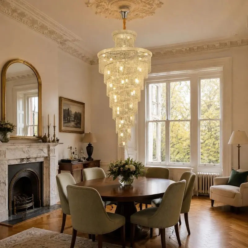 Luxury Gold Crystal Staircase Chandelier for High Ceilings — alternate product view 1
