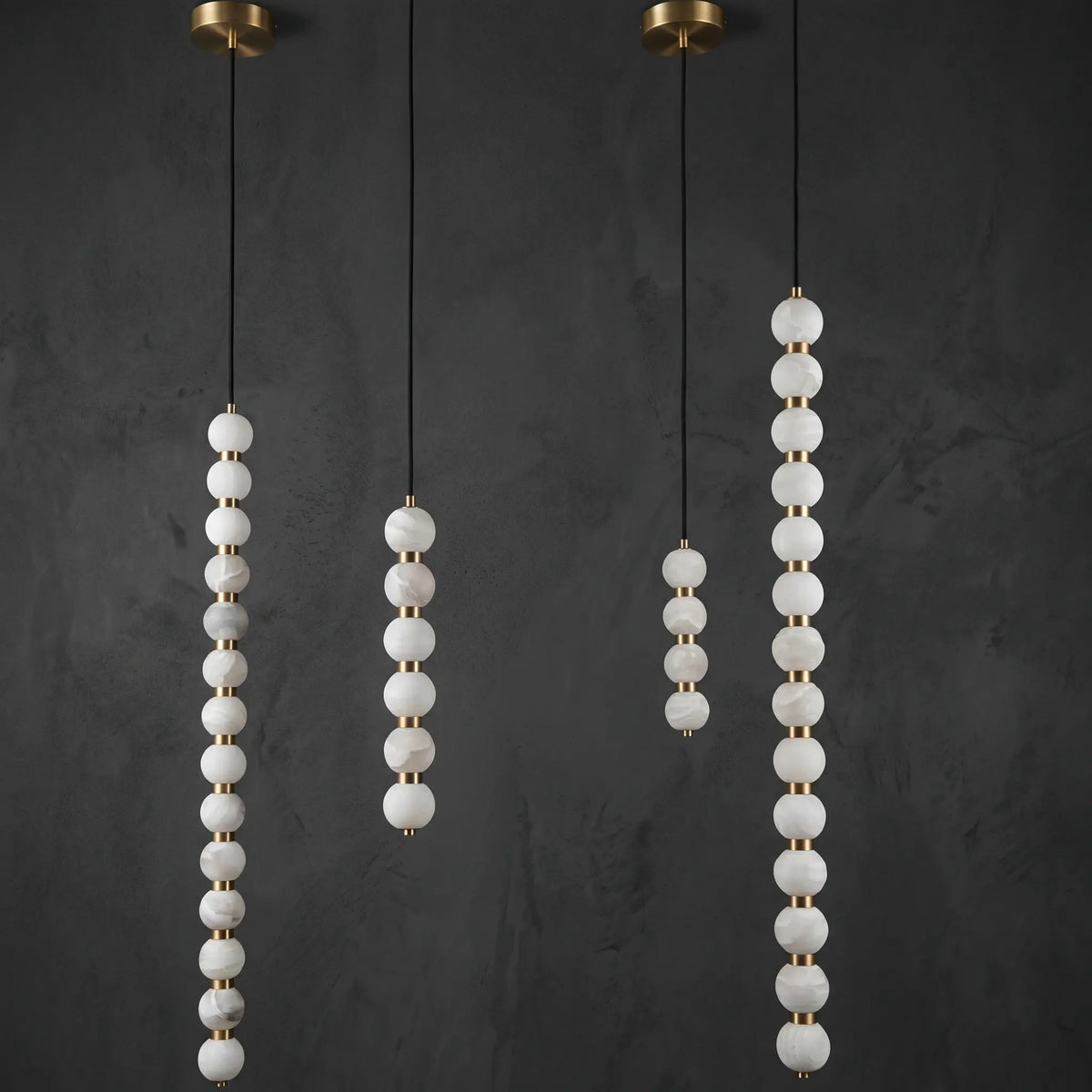 Moon Alabaster Pendant Light — illuminated view