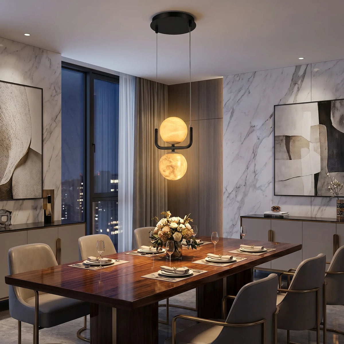 Adjustable Alabaster Lamp — shown in an interior setting