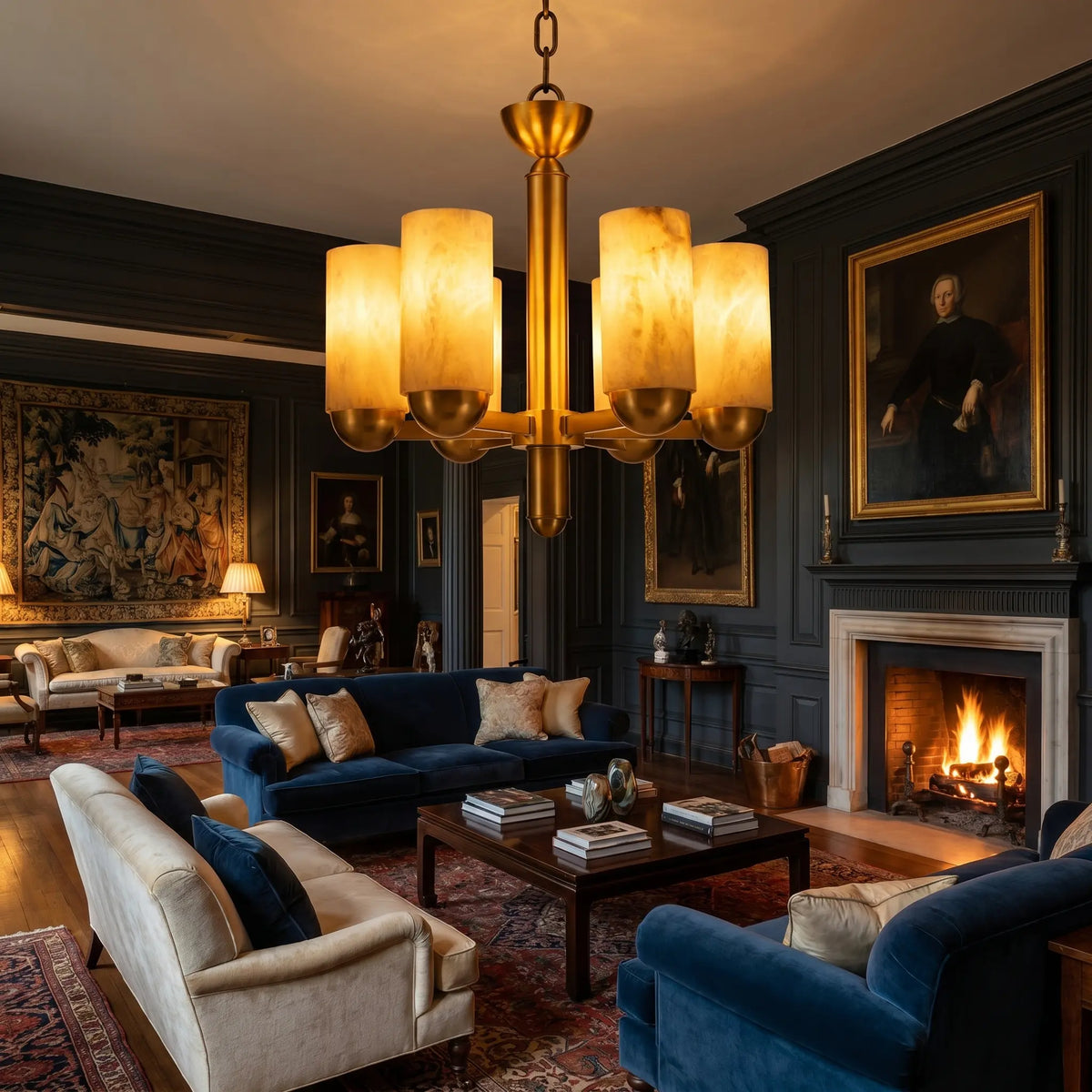 Cylinder Modern Alabaster Pendant Lamp — shown in an interior setting 6