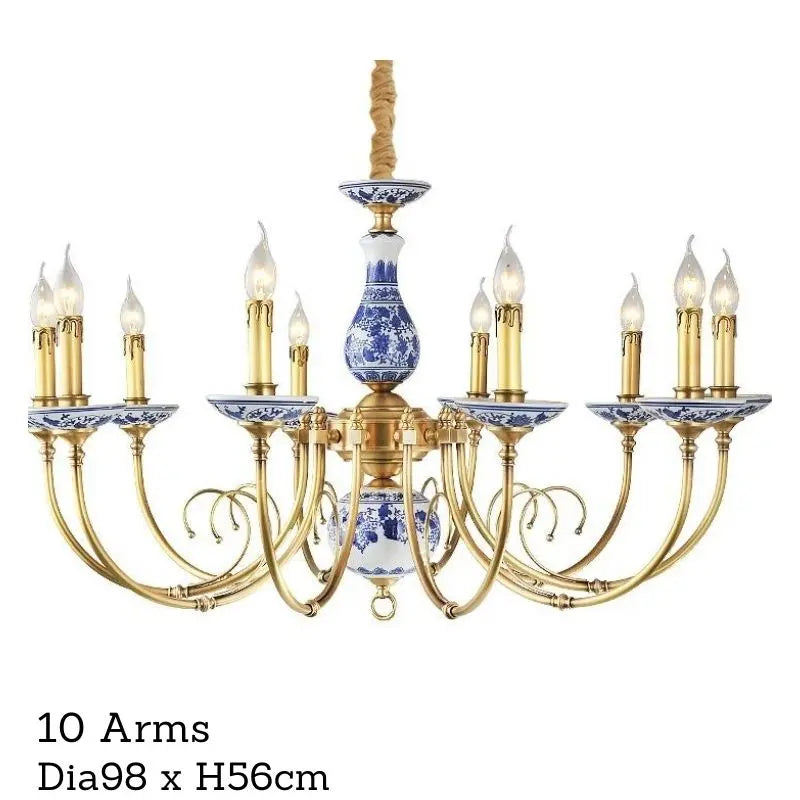 Royal Blue & White Porcelain Chandelier — alternate product view 7