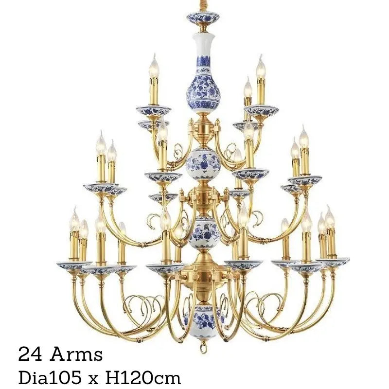 Royal Blue & White Porcelain Chandelier — alternate product view 9
