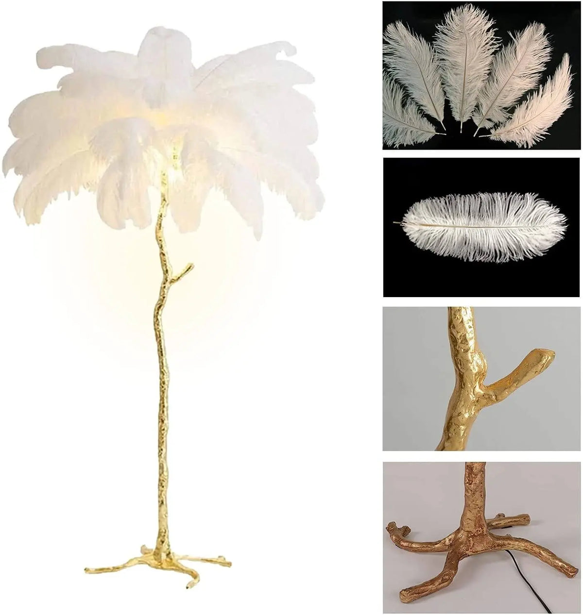 Luxury Modern Ostrich Feather Floor Lamp — alternate product view 6