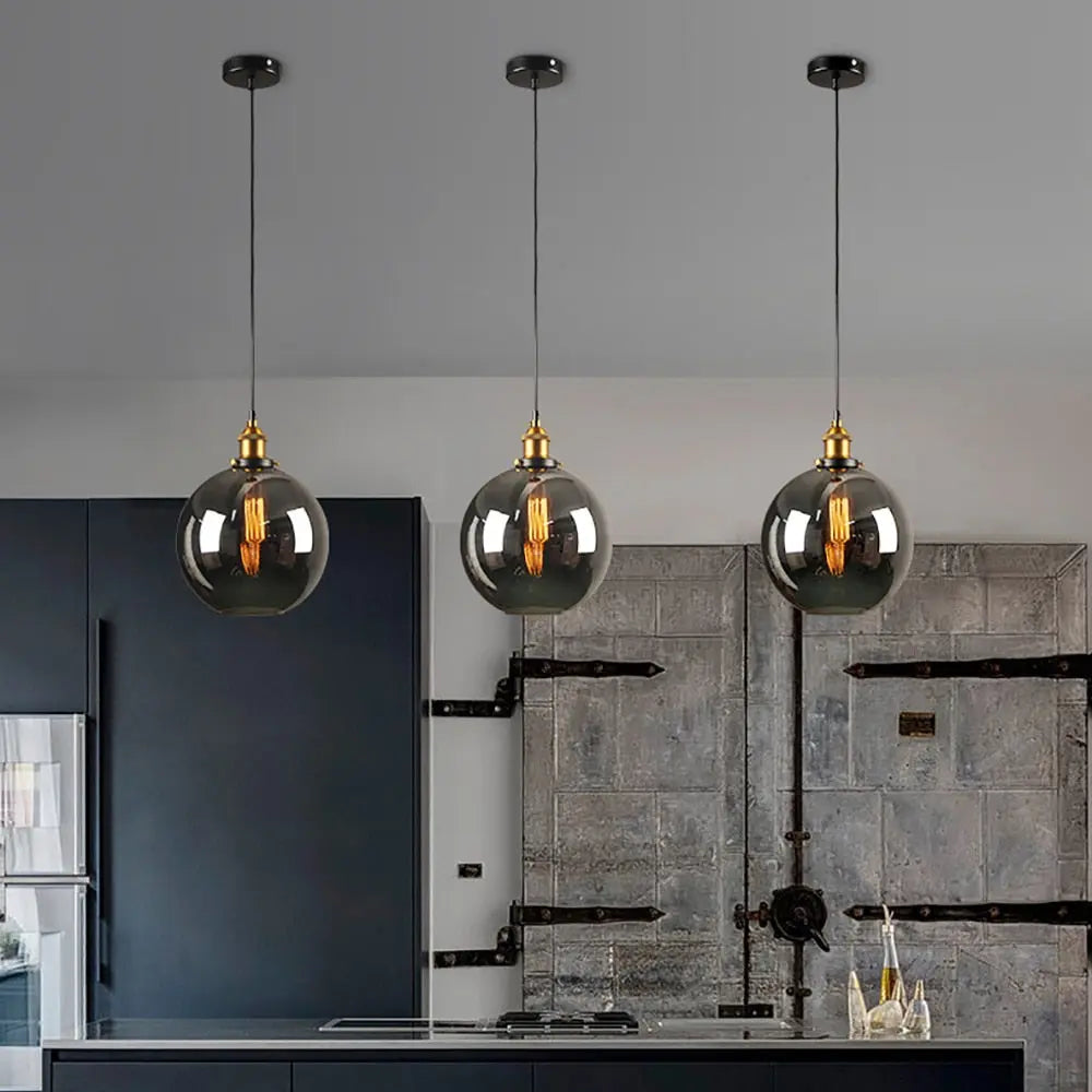 Industrial Retro Smoky Glass Vintage Pendant Lights — alternate product view 4
