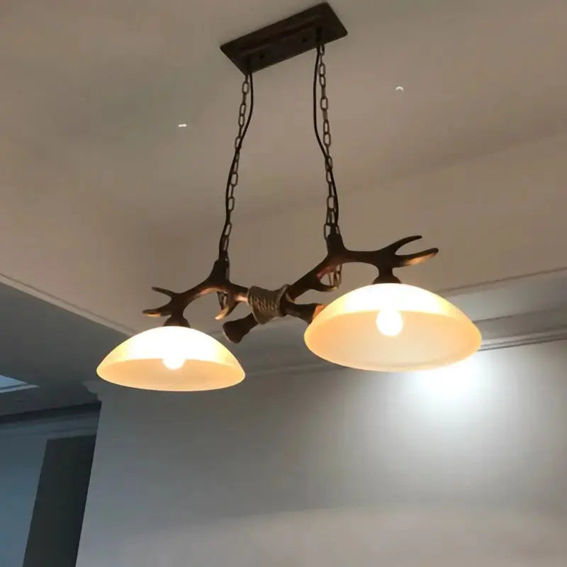 Double Retro Antler Vintage Pendat Lights — alternate product view 4
