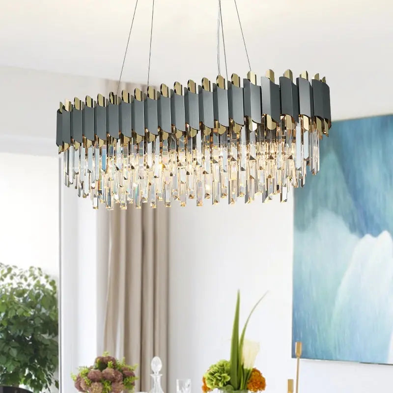 Modern Crystal Rectangular Chandelier — alternate product view 5