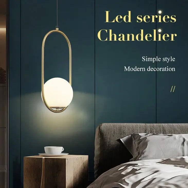White Single Ball Pendant Chandelier — alternate product view 3