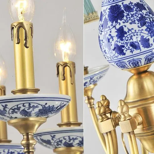 Royal Blue & White Porcelain Chandelier — alternate product view 1