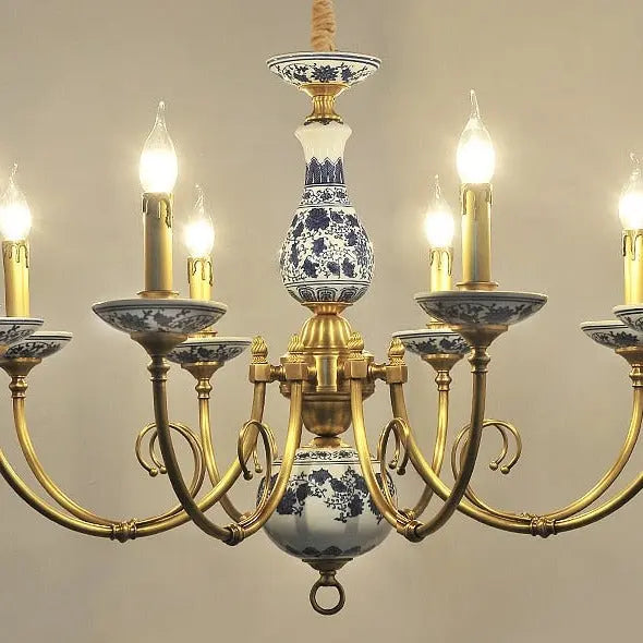 Royal Blue & White Porcelain Chandelier — alternate product view 2