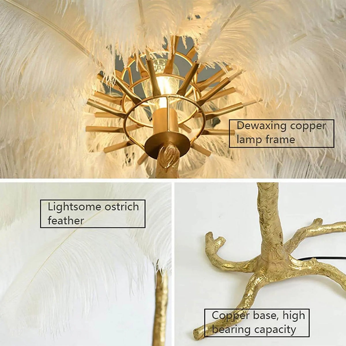Luxury Modern Ostrich Feather Floor Lamp — alternate product view 8
