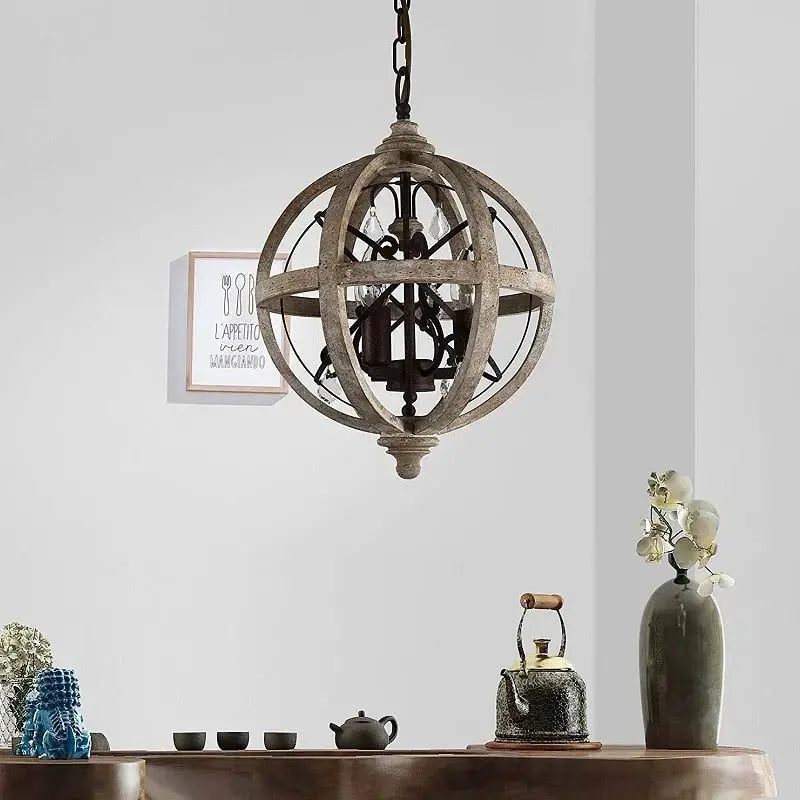 Retro Solid Wood Hanging Chandelier — alternate product view 2