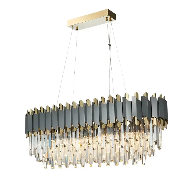 Modern Crystal Rectangular Chandelier — alternate product view 1