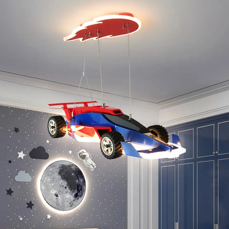 Kids Bedroom Decorative Race Car Chandelier — product view