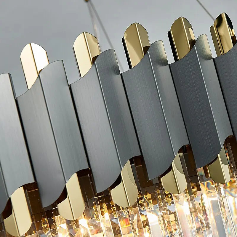 Modern Crystal Rectangular Chandelier — alternate product view 6
