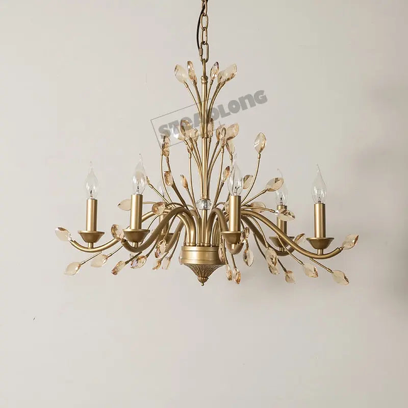 Modern Crystal Branch Chandelier - Brass — alternate product view 8