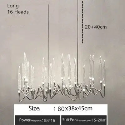 Luxury Nordic Tree Branch Candle Shaped Designer Chandelier - Silver — alternate product view 5