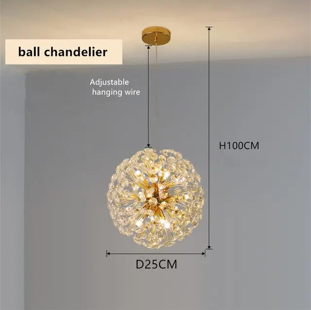 Modern Luxury Ball Crystal Hanging Light — alternate product view 8