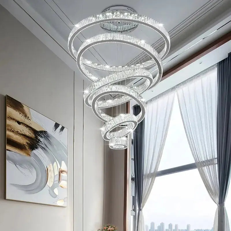 Luxury Modern Ring Crystal Chandelier - Chrome — product view