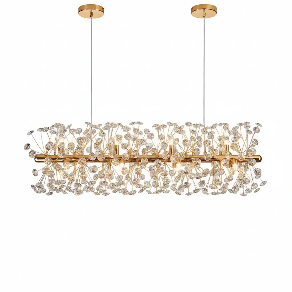 Gold Luxury Crystal Long Chandelier — alternate product view 1
