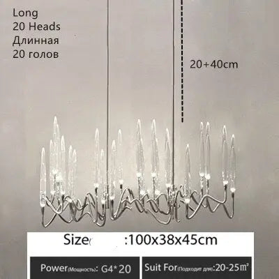 Luxury Nordic Tree Branch Candle Shaped Designer Chandelier - Silver — alternate product view 7