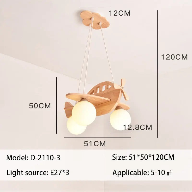 Wood Airplane Chandelier For Children Kids Boy Bedroom — alternate product view 8