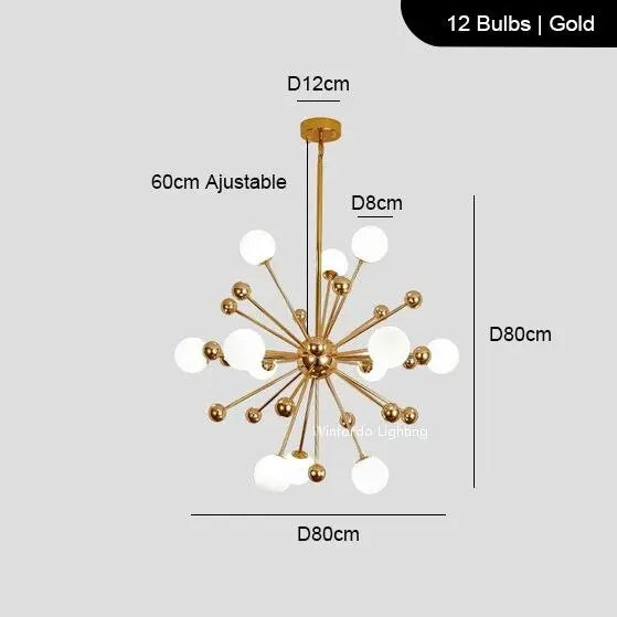 Modern Sputnik Glass Ball Chandelier — alternate product view 14