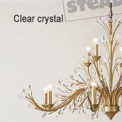 Modern Crystal Branch Chandelier - Brass — alternate product view 13