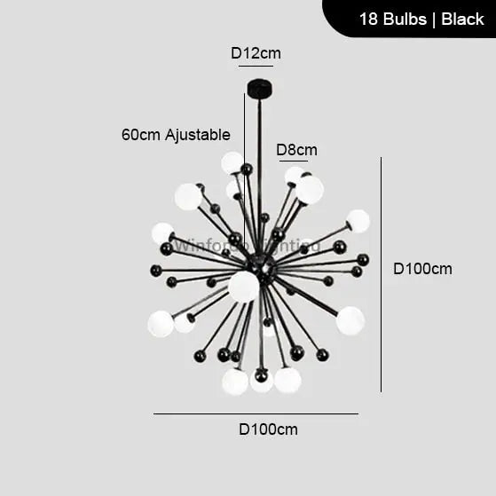 Modern Sputnik Glass Ball Chandelier — alternate product view 11