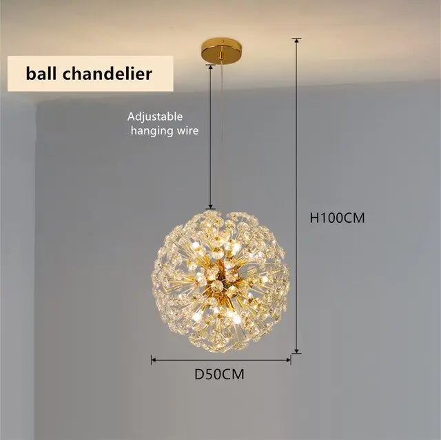 Modern Luxury Ball Crystal Hanging Light — alternate product view 9
