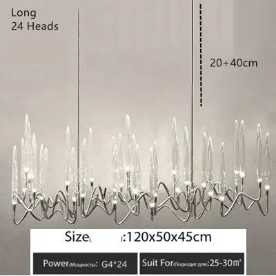 Luxury Nordic Tree Branch Candle Shaped Designer Chandelier - Silver — alternate product view 6