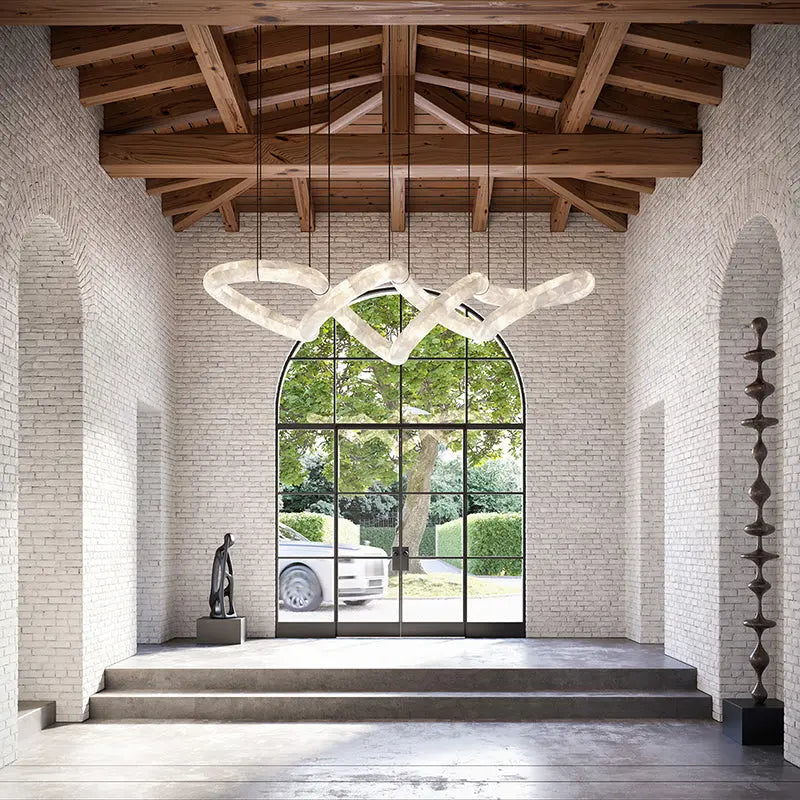 Designer Symmetrical Alabaster Modern Chandelier — alternate product view 3