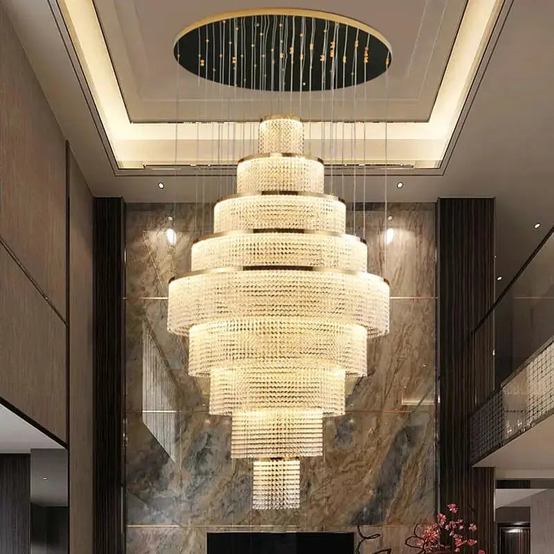 Long Led Handing Crystal Modern Circle Ring Chandelier — product view