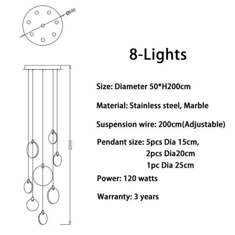 Modern Discs Long Staircase Alabaster Chandelier — alternate product view 11