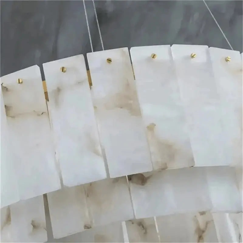 Two Tier Alabaster Modern Round Chandelier — alternate product view 2