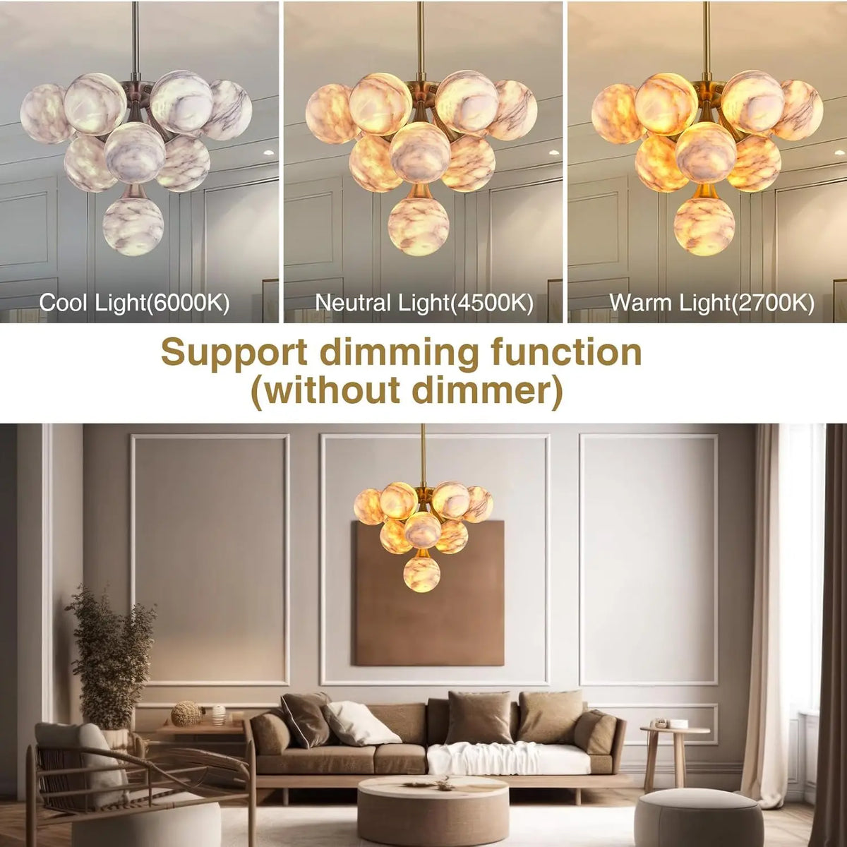 Modern Unique Alabaster Chandelier — alternate product view 2