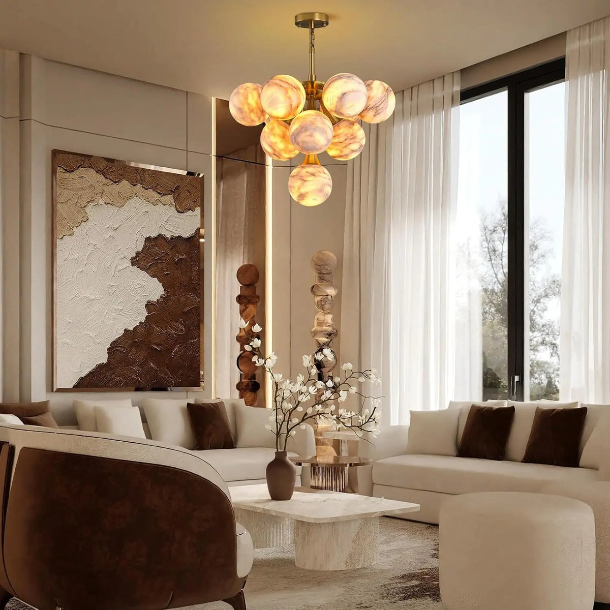 Modern Unique Alabaster Chandelier — alternate product view 7