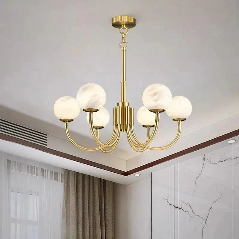 Modern Brass Marble Chandelier — product view