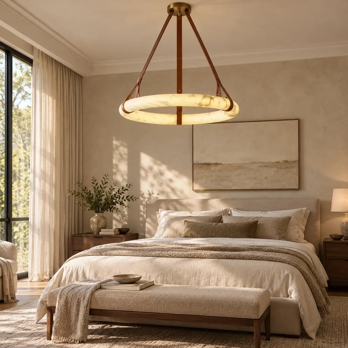 Pendant Ring Alabaster Modern Chandelier