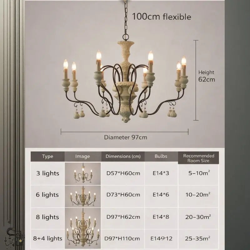 Classic Franch Wood Chandelier — alternate product view 5